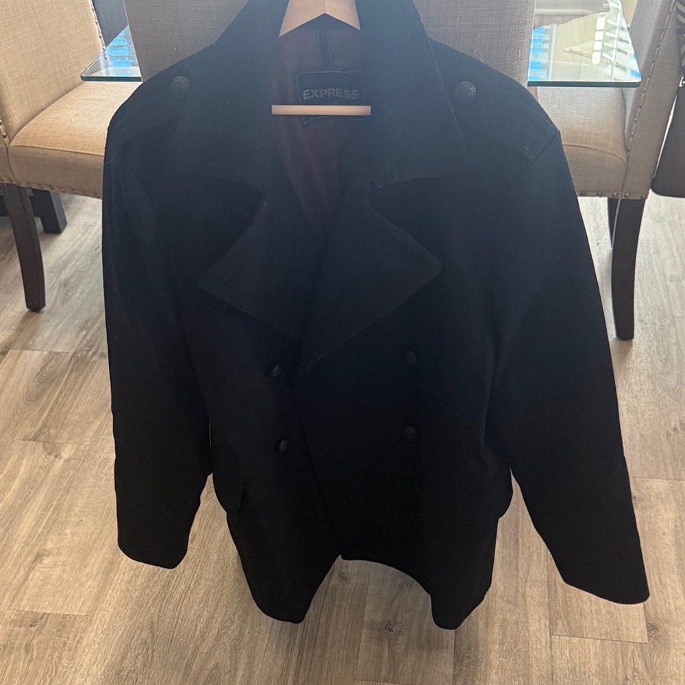 Express Men's Classic Black Peacoat